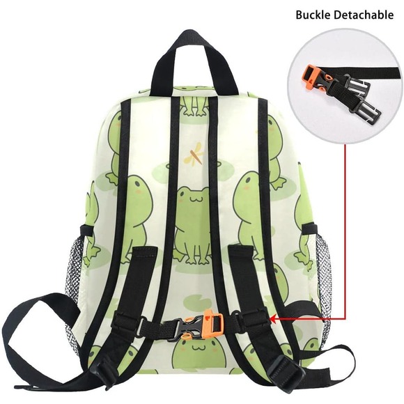Kids Backpack School Cute Frog Pattern Children Book Bag Travel Backpack Daypack - Picture 4 of 6